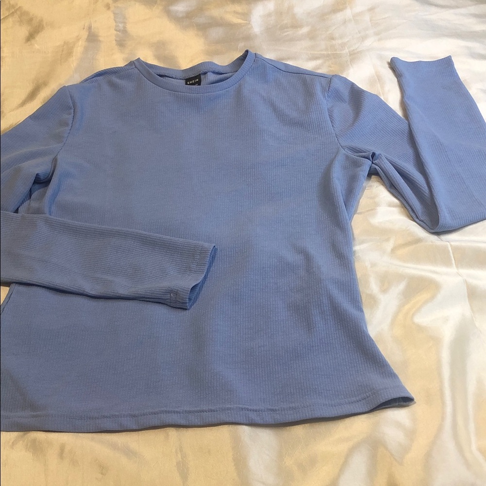 SHEIN Light Blue Long Sleeve Tee NWOT